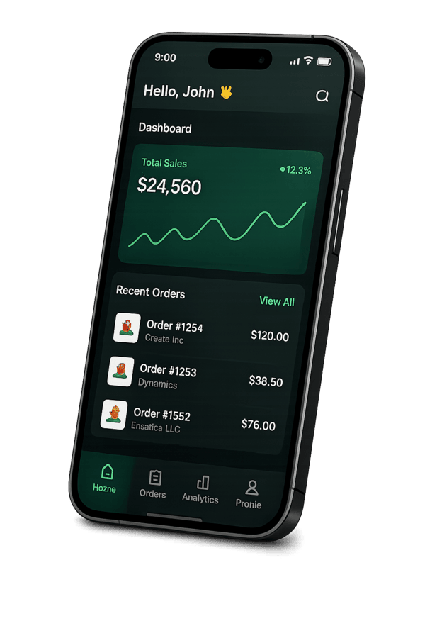 NatureTech mobile development illustration showing smartphone app development, Android and iOS applications, and modern mobile solutions.