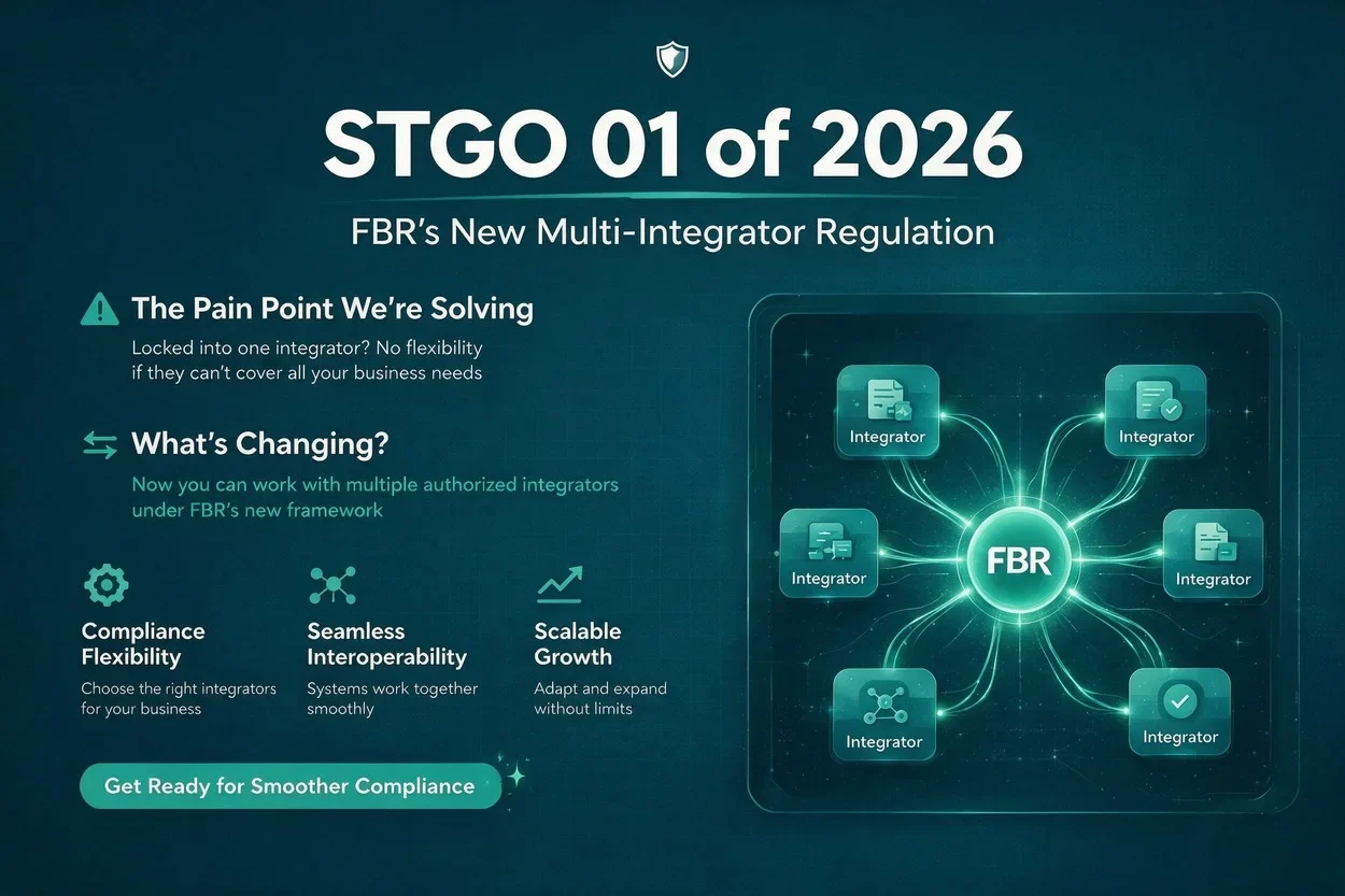 NatureTech FBR digital invoicing integration platform showing STGO 01 of 2026 multi-integrator regulation, enabling businesses to connect with authorized FBR integrators through scalable software solutions.